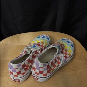Vans Kids Rainbow Checkered Slip-On Sneakers